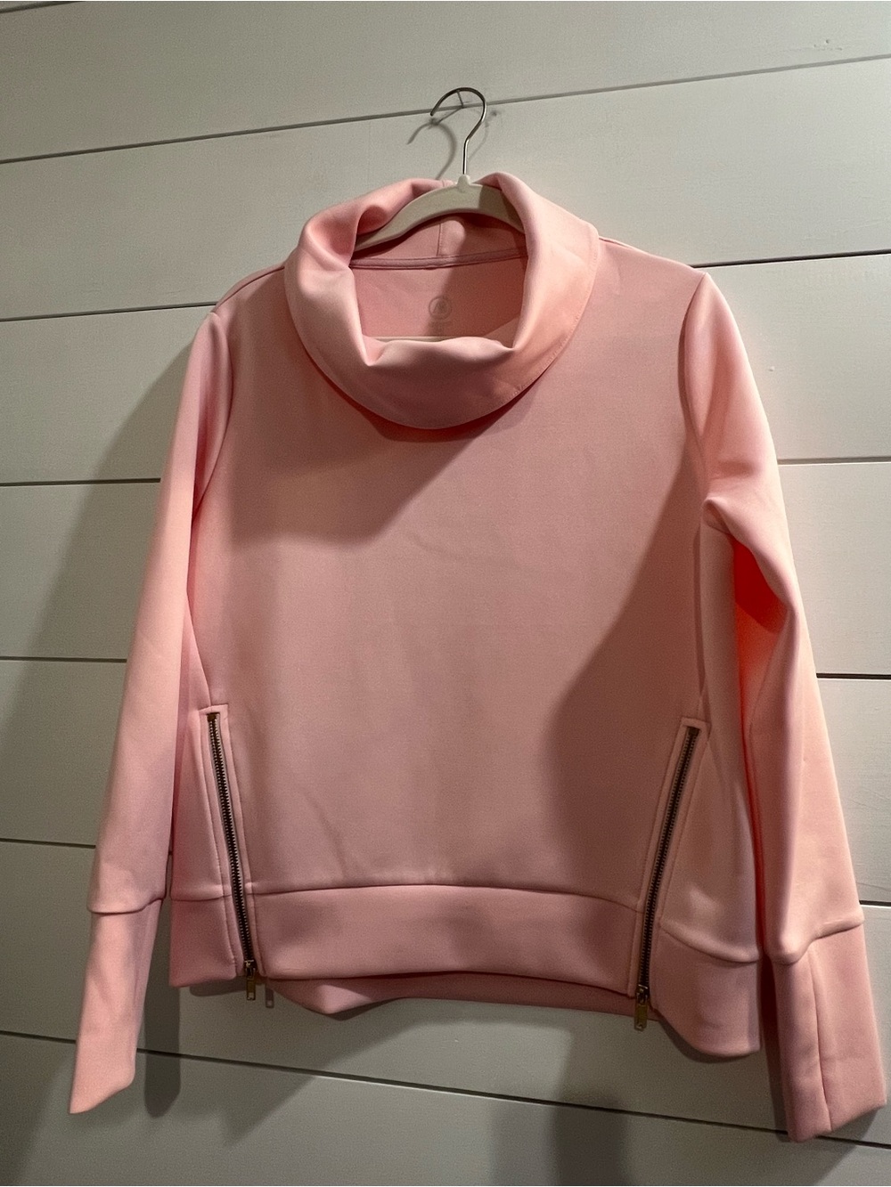Addison Bay Blush Pink Cowl Neck Pullover Sweater with Zip Details